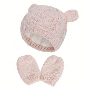 Ensemble bonnet et moufles en tricot doux pour bébé, nourrisson et tout-petit, pour l'hiver et les jours froids - Product Image 3