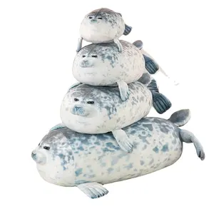 Sceau de sable personnalisé animal bleu phoque bébé mignon peluches animaux en peluche oreiller graisse en peluche phoque jouets pour noël bébé cadeaux