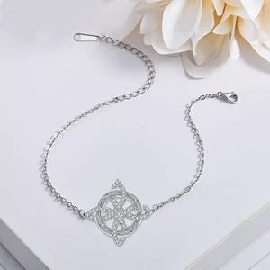 2025 New Exquisite High Quality Cubic Zirconia Embellished Hand Jewelry Silver Finished Celtic Knot <b>Bracelet</b> - Product Image 2