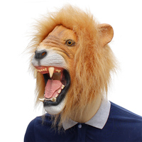 Masque en latex réaliste pour Halloween, masque d'horreur effrayant, masque intégral, tête de lion féroce et en colère, masque de fête en latex de caoutchouc
