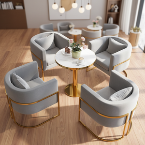 Juego de Sillas y Mesa de Conferencia Nórdicas, Mesa Pequeña Moderna y Lujosa, Juego de Sofás Combinados para Sala de Estar, Escuela, Hotel, Área de Recepción - Product Image 2