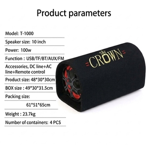 Subwoofer Cylindrique de 10 Pouces, Haute Fidélité, Grande Puissance <span class=keywords><strong>pour</strong></span> <span class=keywords><strong>Voiture</strong></span> et Karaoké à Domicile, Bluetooth, AC 220V DC 12V, Haut-parleur avec Prise Micro - Product Image 4