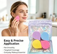 Grosir 4Pcs Set Spons Makeup Bentuk Tetesan Air Bebas Lateks Spons Kecantikan Lembut untuk Krim Foundation Kemasan Logo Kustom