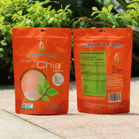 Sachet alimentaire refermable à fenêtre en PET/AL/PE, scellé sur trois côtés, homologué FDA, faible MOQ, imprimé sur mesure, pour 1 kg de graines de chia