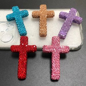 Breloques 3D en forme de <span class=keywords><strong>croix</strong></span>, colorées et brillantes, entièrement ornées de strass, pour loisirs créatifs, accessoires de pendentifs et décorations pour coques de téléphone - Product Image 2