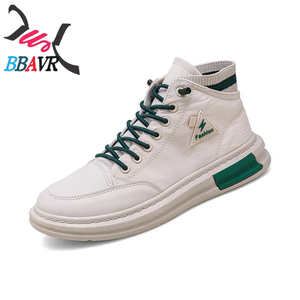 Vente en gros de baskets en toile blanches décontractées personnalisées noires à tige haute pour hommes - Product Image 1
