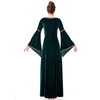 Robe de soirée médiévale européenne vintage en velours, manches cloche, à lacets, style cour royale, pour Halloween, cosplay et performance scénique