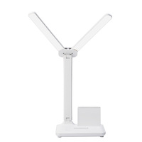 Lampe tactile moderne et minimaliste à double tête, LED dimmable, rechargeable et connectable, avec abat-jour en plastique, petit veilleuse à CRI élevé 80-89