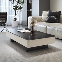Table basse rectangulaire en bois massif, style chinois moderne, luxe minimaliste, durable, haut de gamme, noire, pour salon.