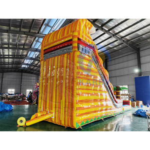 Toboggan aquatique gonflable géant à thème volcan tropical, grand toboggan aquatique double piste pour enfants, location commerciale pour parc aquatique d'été - Product Image 5