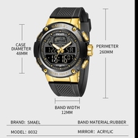 Smael 8032 Quarz Analog Digital LED-Uhr leuchtender Kalender Woche Alarm Stopwatch Chronograph wasserdicht Herren Sport-Stil