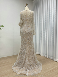 Nouvelle Robe de Mariée Formelle Sirène Grise <span class=keywords><strong>Magnifique</strong></span> MC20062 à Manches Longues, Ornée de Perles et de Paillettes, avec Appliques, Robe de Soirée et de Bal Élégante - Product Image 6