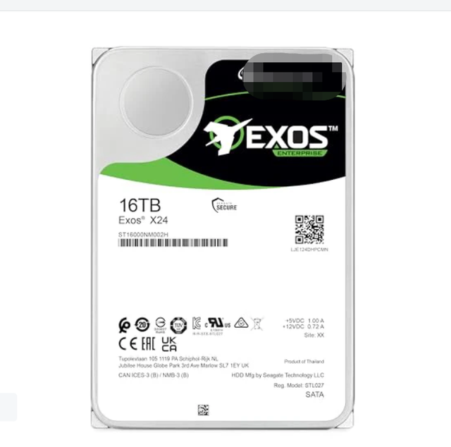 Exos X24 16TB Enterprise Internal Hard Drive HDD - 6GB/s SAS 7200RPM 2.5M MTBF ST16000NM002H