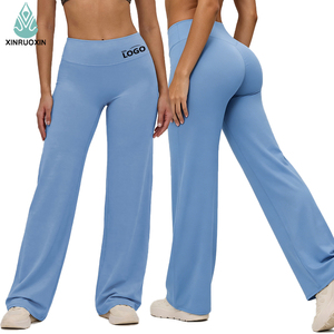 Pantalon <span class=keywords><strong>de</strong></span> yoga taille haute à séchage rapide avec logo personnalisé, effet push-up, coupe large évasée, pour femme, idéal pour la gym, le <span class=keywords><strong>sport</strong></span> et le fitness - Product Image 1