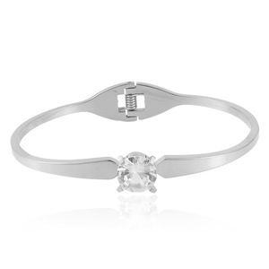 Diamond Bracelet Round Brilliant Cut Synthetic Lab Grown Stone Women's Everyday Wear Stainless Steel <b>Bangle</b> 13019 - Product Image 1
