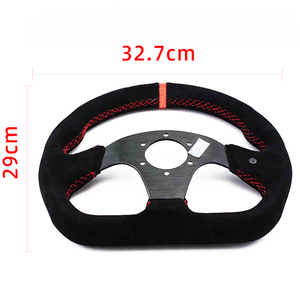 <span class=keywords><strong>Volante</strong></span> de cuero de gamuza para automóvil Universal, <span class=keywords><strong>volante</strong></span> <span class=keywords><strong>deportivo</strong></span> de carreras de tipo plano, <span class=keywords><strong>volante</strong></span> de juego de 330mm - Product Image 4