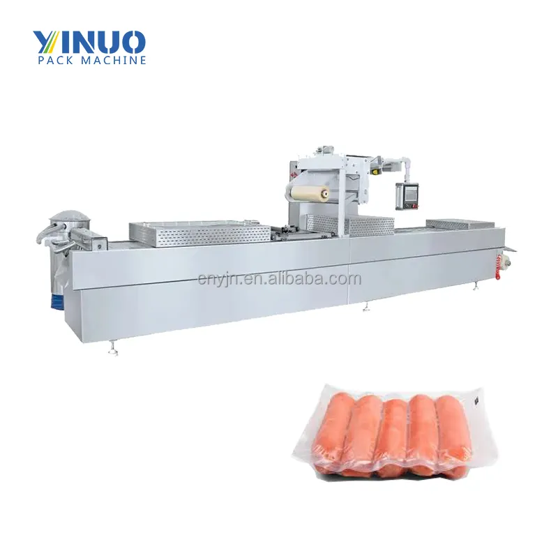 ऑटो वैक्यूम थर्मोफॉर्मिंग पैकेजिंग सीलिंग मशीन सॉसेज चीज़ समुद्री भोजन मछली मांस वैक्यूम थर्मोफॉर्मिंग पैकेजिंग मशीन