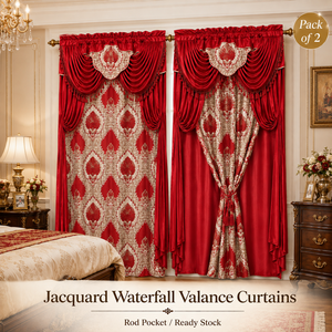 LILIANNA <span class=keywords><strong>Cortinas</strong></span> de Lujo con Borlas y Volantes de Jacquard, <span class=keywords><strong>Cortinas</strong></span> Opacas con Bolsillo para Varilla para Sala de Estar, Paquete de 2 - Product Image 1