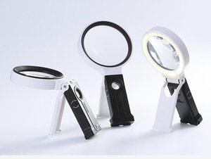 แว่นขยายแบบพกพาพับได้พร้อมไฟ LED ในตัว, เลนส์เรซิ่นขยาย 5 เท่า กรอบ ABS สำหรับอ่านหนังสือ ซ่อมแซมเครื่องประดับและนาฬิกา - Product Image 4