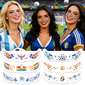 สติกเกอร์สักลายการ์ตูนฟุตบอล<span class=keywords><strong>โลก</strong></span>แบบใหม่ ลายจุด ดีไซน์อินเดีย สำหรับแฟนบอล ติดบนใบหน้าชั่วคราว - Product Image 2