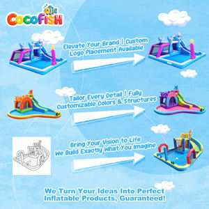 Château gonflable en tissu Oxford Cocofish, château gonflable pour filles, thème sirène, château gonflable humide/sec pour toutes les saisons - Product Image 5