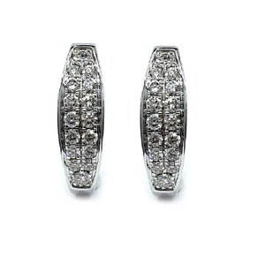 Chine bijoux en gros précieux de haute qualité 14k solide or blanc véritable diamant rond mince cerceaux boucle d'oreille pour femme - Product Image 1