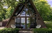 Maison triangulaire préfabriquée, villa modulaire, cabane à montage rapide, maison en acier