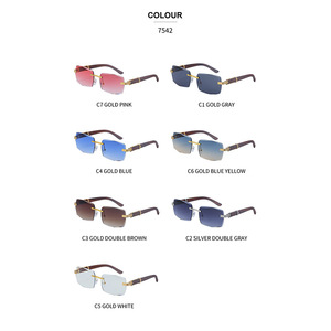 Lunettes de soleil carrées sans monture Zzc pour hommes, verres en métal PC, protection UV400, mode, conduite en plein air, voyage - Product Image 1