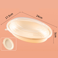 Assiettes jetables biodégradables à 2 compartiments de 800 ml (6,9 x 9,5 pouces) pour la restauration rapide à emporter avec couvercle transparent