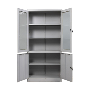 Vitrine à double porte en verre, armoire de rangement pour livres et dossiers, avec étagères réglables et verrouillable - Product Image 3