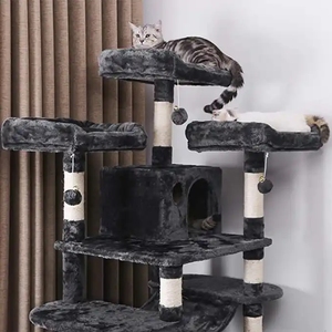 Sisal tırmalama mesajları ile özelleştirilebilir ahşap kedi ağacı kulesi Perches hamak kınamak kediler köpekler sahip hayvan desen Pet House - Product Image 3