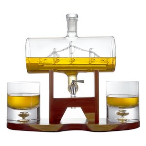 아버지의 날 유리 선물 크리스탈 배럴 위스키 디캔터 세트 (브랜디, 리큐어, 칵테일, 보드카, 버번용 유리잔 2개 포함) - Product Image 2