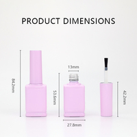 Meilleur rapport qualité-prix, flacon de vernis à ongles en verre rose rectangulaire de 13 ml, finition givrée, minimaliste, exquis, avec bouchon et pinceau, emballage cosmétique liquide