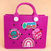 Olian Sac bogg de grande taille avec logo personnalisé Sac à main en silicone Sac fourre-tout insert Grandes breloques en PVC Accessoires pour sacs de plage en silicone