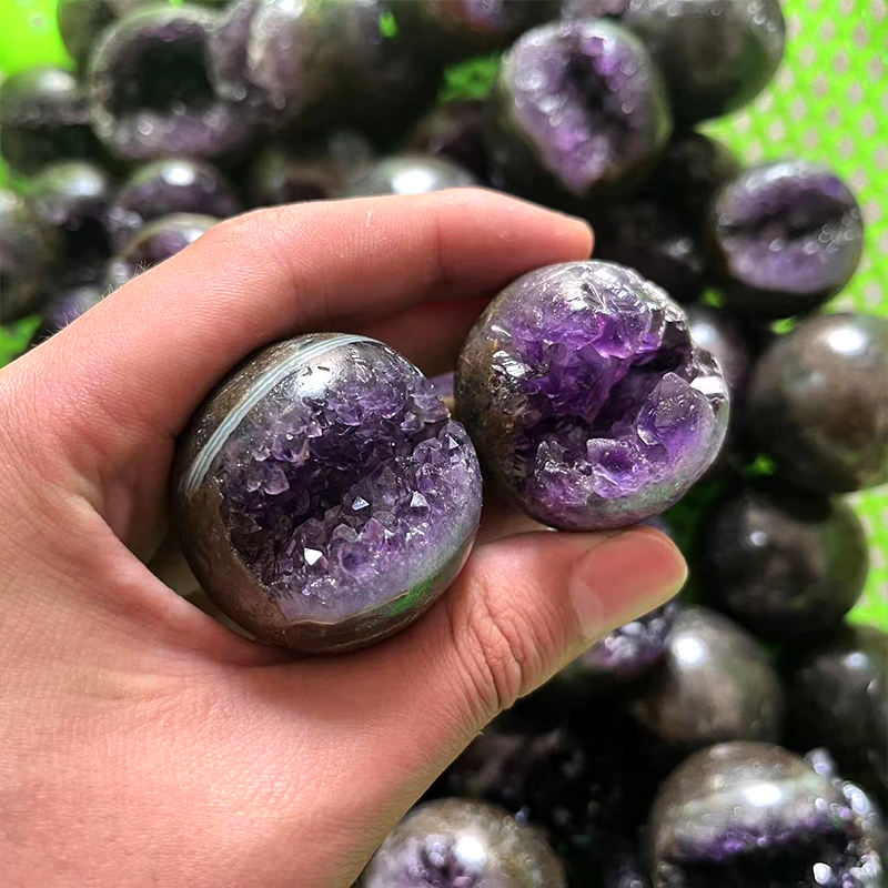 天水用アメジストクラスターアメジストジオード球体ヒーリングロック