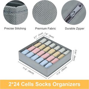 Commode pliable à 24 cellules Boîtes de rangement pour sous-vêtements <span class=keywords><strong>Tiroir</strong></span> à chaussettes Organisateur Diviseur pour placard - Product Image 2