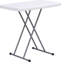 Table d'appoint pliable compacte JDZZ-79 avec cadre en aluminium, plateau blanc imperméable et pieds gris