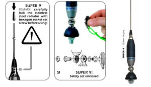 Antena de Impedancia Omnidireccional GM-2883, Antena Móvil de Acero Inoxidable <span class=keywords><strong>ALAN</strong></span> 9 para Radio de Coche, para Maletero, CB 26-28MHz, 50 Ohmios - Product Image 4