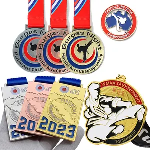 2024 Medalha De Metal De Liga De Zinco Personalização 2d 3D Medalha De Boxe Bespoke Judô Jiu Jitsu Bjj Kung Fu Karate Taekwondo Medalha