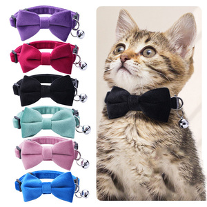 <span class=keywords><strong>Collar</strong></span> de gato con Lazo de terciopelo, <span class=keywords><strong>collar</strong></span> de gato con hebilla de seguridad, suministros para mascotas, campana, <span class=keywords><strong>collar</strong></span> antiasfixia, decoración al por mayor - Product Image 2