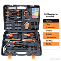 Ensemble d'outils de bricolage 109 pièces, kit d'outils manuels multifonctionnels pour la réparation à domicile avec embouts de perçage, boîte en plastique