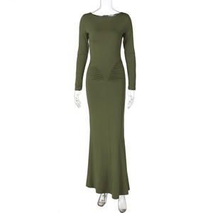 Viviblook Z0117DS03 Vestido de San Valentín para Mujer, Elegante, Color Sólido, Ajustado, Espalda Descubierta, Maxi Vestido de Noche para Fiesta - Product Image 5