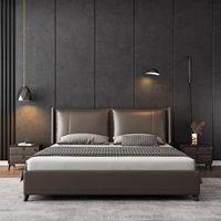 Offre Spéciale : Lit Intelligent Italien en Cuir 1,8m, Ensemble Chambre Double Luxe Léger, Lit Designer Nordique Simple 2m, Ensemble Confort