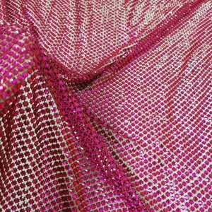 Ventes Flash : Tissu en résille Haute Couture avec grandes pierres carrées et strass <span class=keywords><strong>rose</strong></span> vif - Product Image 4