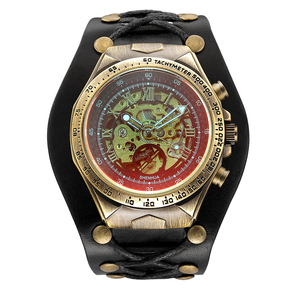 SHENHUA único vendaje bala bronce Dial hombres automático mecánico Rock Vintage gótico reloj Steampunk estilo reloj de pulsera - Product Image 5