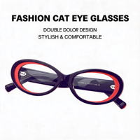 Kacamata Cat Eye Unisex Optik Vintage Oval Bingkai Lensa Bening Fashion Ramah Lingkungan Solid Harian Kantor Kacamata ZH8861 Grosir