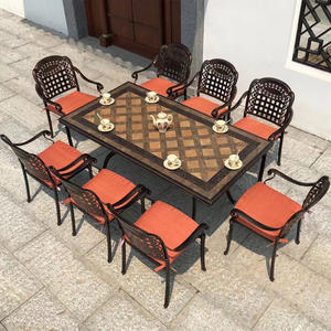 Silla de mesa para exteriores, patio al aire libre, Villa, patio, terraza impermeable, azulejo de cerámica de aluminio fundido, combinación de silla de escritorio larga - Product Image 3