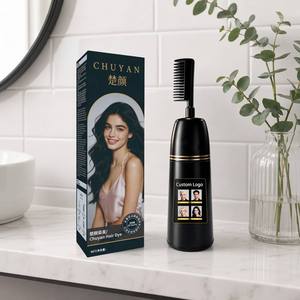 Tinte Capilar en Crema Herbal Negro Jet OEM con Aplicador de Peine y Cepillo para Cobertura de Canas - Product Image 1