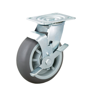Roulette en plastique de 4/5/6/8 pouces Chariot de magasinage Roulettes pivotantes silencieuses Roues de chariot gris TPR Roulette plate-forme pour quincaillerie - Product Image 4
