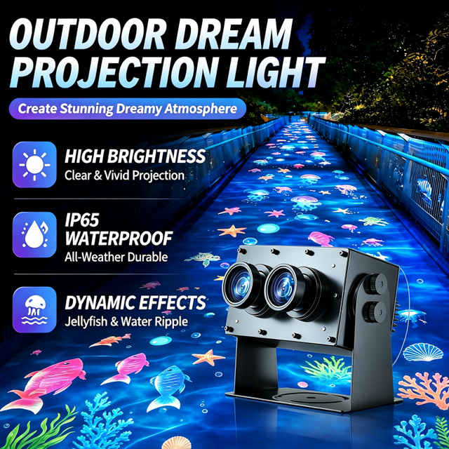 60W Waterproof Dual Lens LED Logo Gobo Projector Aluminum IP67 Dynamic Sea Ocean Events Architectural Lighting Custom Decoration